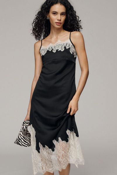 Bl-nk Lace-Trim Midi Slip Dress