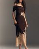 Bl-nk Satin Off-Shoulder Lace Midi Dress - 2