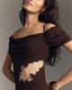 Bl-nk Satin Off-Shoulder Lace Midi Dress - 3