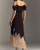 Bl-nk Satin Off-Shoulder Lace Midi Dress - 4