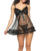 Black Bow Black Bow Veil Babydoll Chemise & G-String  - 1