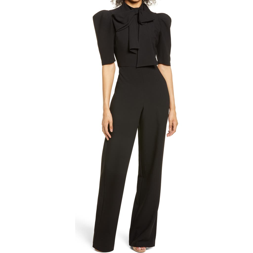 Black Halo Black Halo Ara Tie Neck Puff Sleeve Jumpsuit 