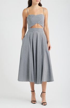 Black Halo Black Halo Aysha Check Cotton Seersucker Sundress