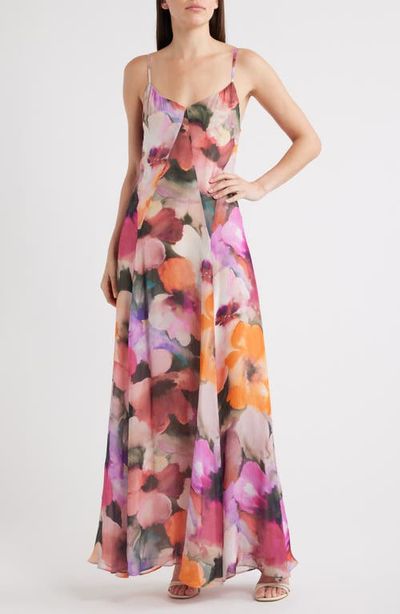 Black Halo Black Halo Emory Floral Print Crinkle Chiffon Maxi Dress