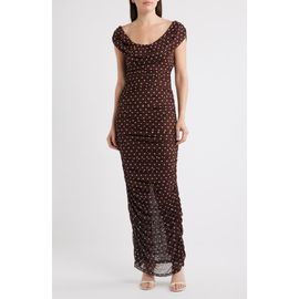 Black Halo Black Halo Evangeline Polka Dot Mesh Gown