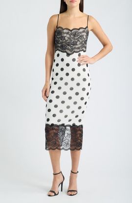 Black Halo Black Halo Pomi Lace Trim Midi Dress