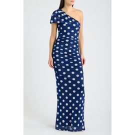 Black Halo Black Halo Rosario Polka Dot One-Shoulder Mesh Maxi Dress