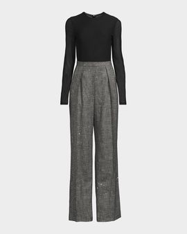 Black Halo Dante Mixed-Media Jumpsuit