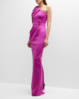 Black Halo Egan One-Shoulder Column Gown