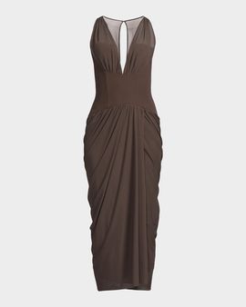 Black Halo Elara Mesh Midi Dress