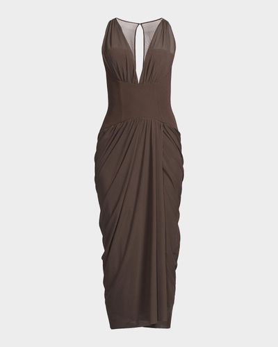Black Halo Elara Mesh Midi Dress