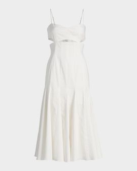 Black Halo Erica Stretch-Cotton Midi Dress