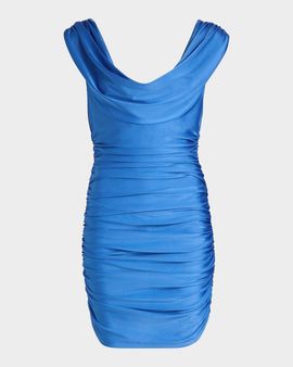 Black Halo Evangeline Stretch Satin Draped Mini Dress
