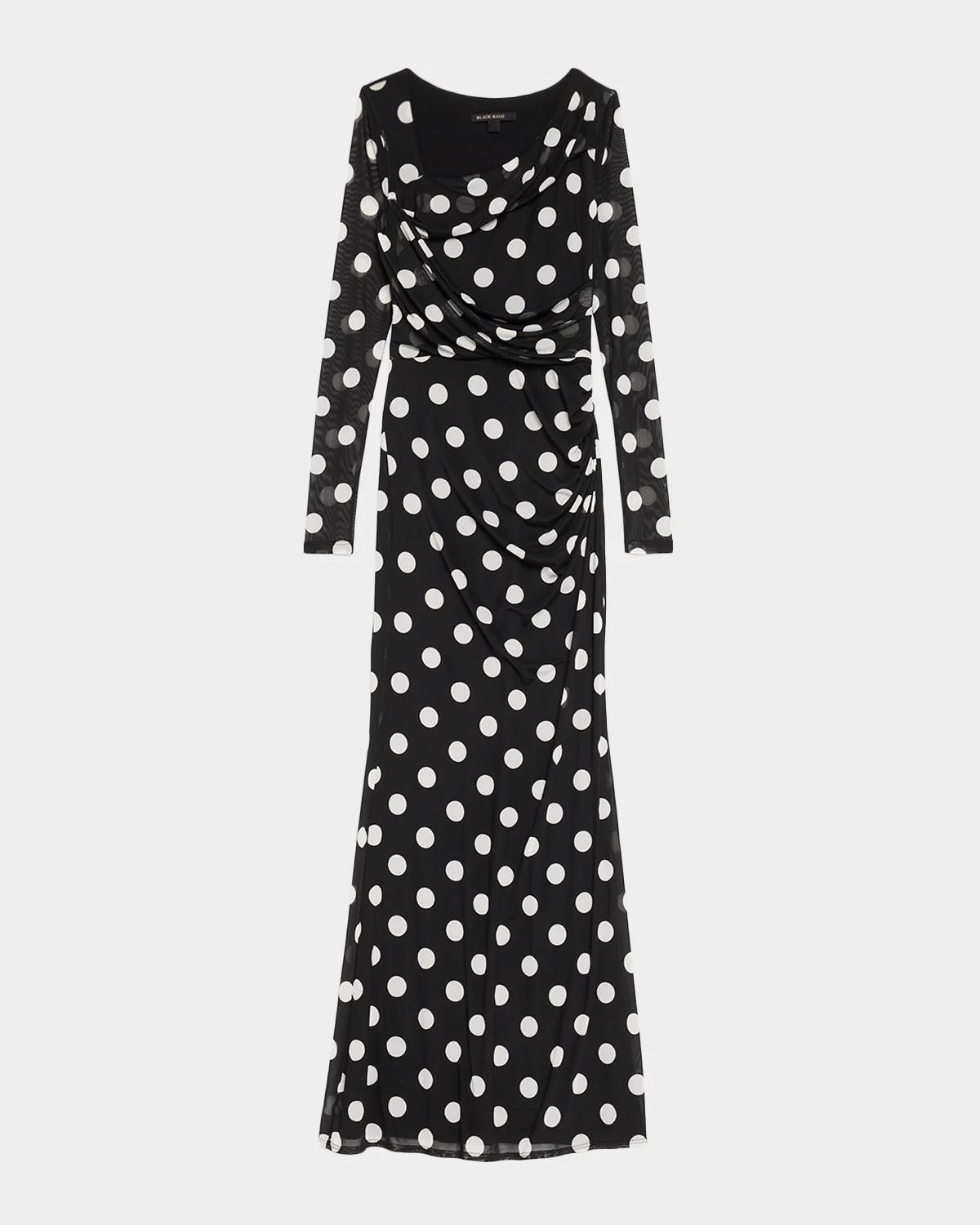 Black Halo Lazul Polka Dot Maxi Dress