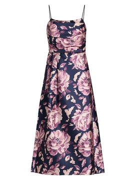 Black Halo Women's Cayetana Floral Satin Midi-Dress