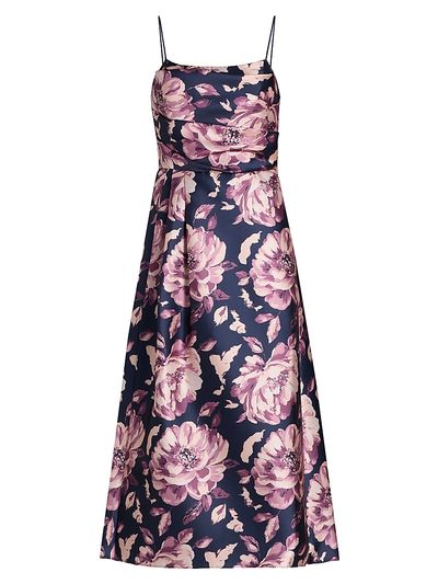 Black Halo Women's Cayetana Floral Satin Midi-Dress