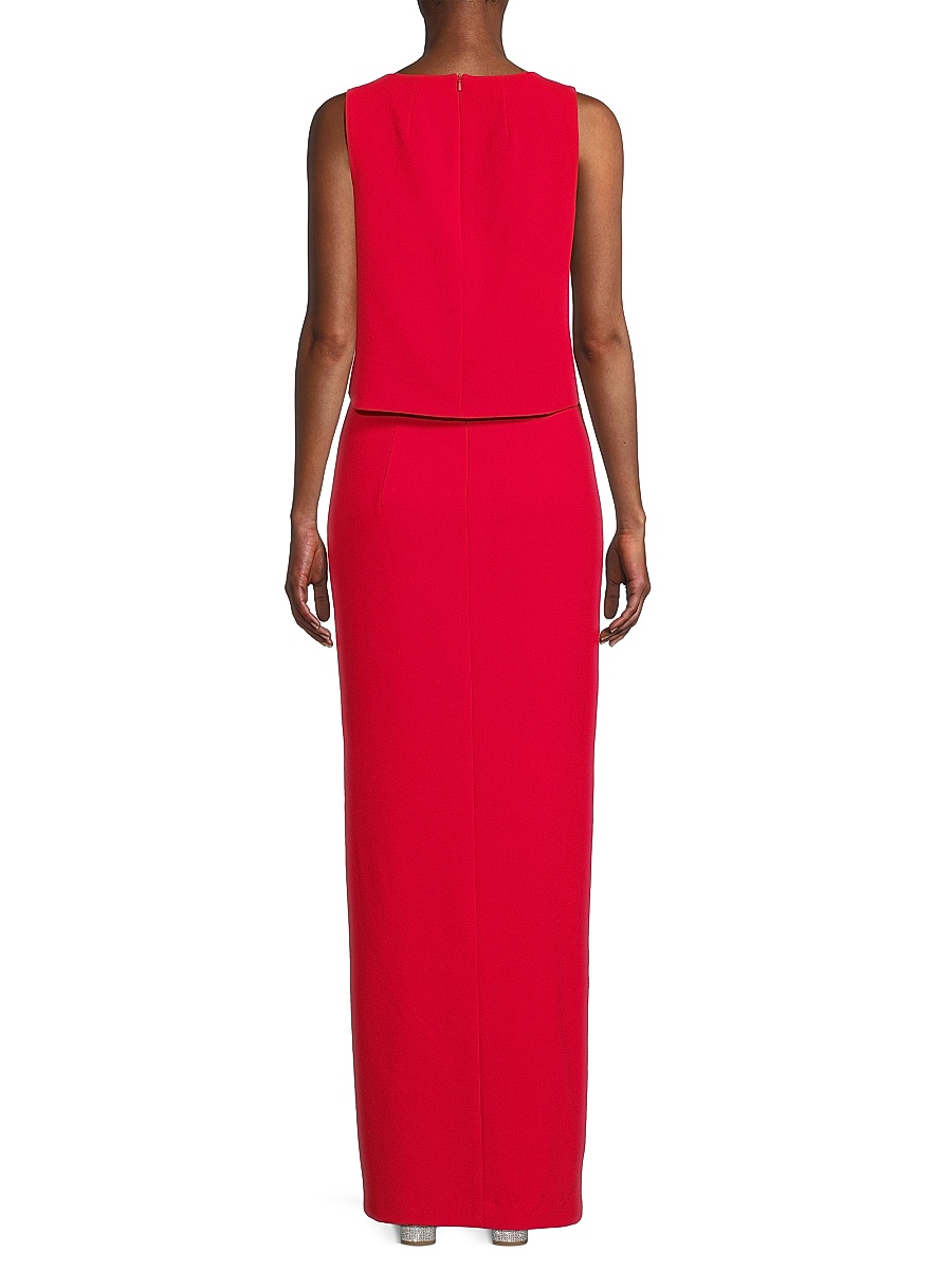 black halo kacie 2 piece maxi dress Catalina Tiered Ruffle Rosette Maxi Dress Black main image 1