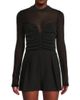 Black Halo Women's Leonarda Mesh Metallic Long-Sleeve Romper - 3