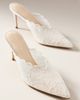 Black Suede Studio Ash 80 Scalloped Lace Mule Heels - 1