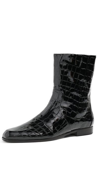 Black Suede Studio Black Suede Studio Aries Booties BLACK CROC PATENT LEATHER