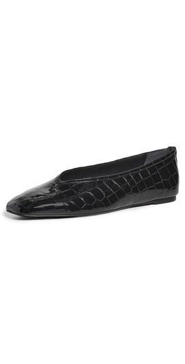 Black Suede Studio Black Suede Studio Ayra Flats Black Croc Patent Leather