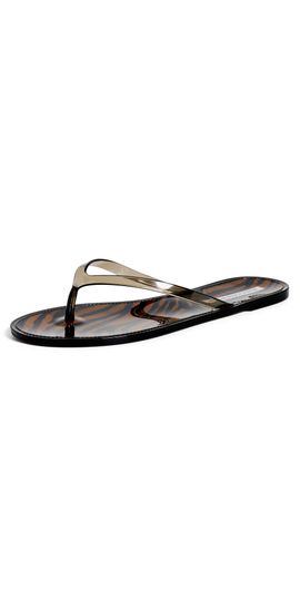 Black Suede Studio Black Suede Studio Crystal Jelly Flip Flops Brown Zebra/Black
