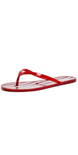 Black Suede Studio Black Suede Studio Crystal Jelly Flip Flops Red Stripe