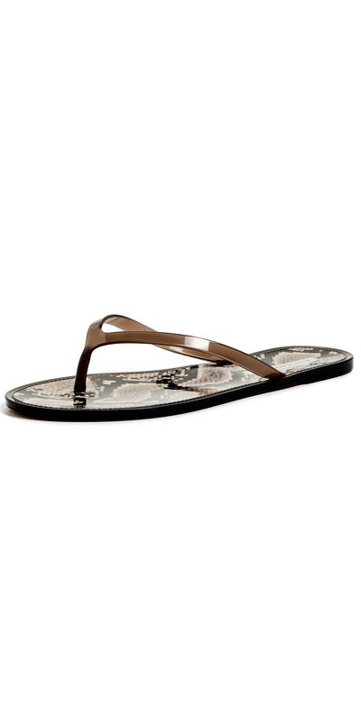 Black Suede Studio Black Suede Studio Crystal Jelly Flip Flops Snake/Brown