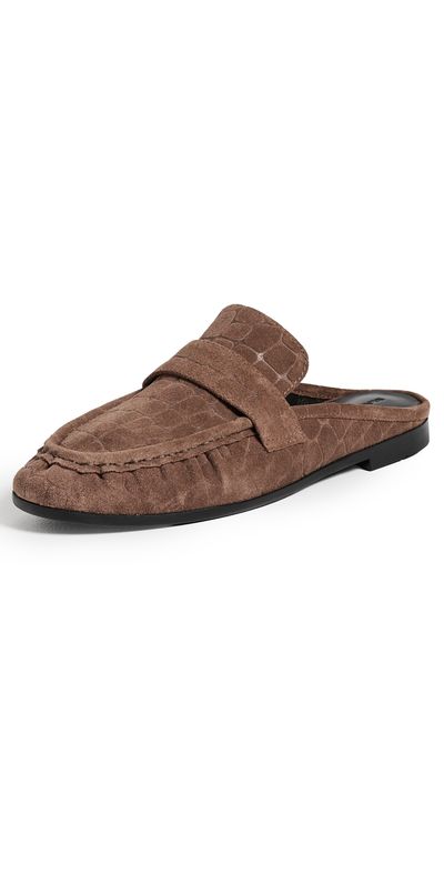 Black Suede Studio Black Suede Studio Gabby Mules Brown Croc Suede