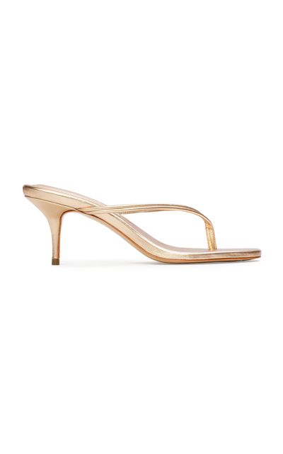 Black Suede Studio Black Suede Studio Marci Metallic Leather Thong Sandals