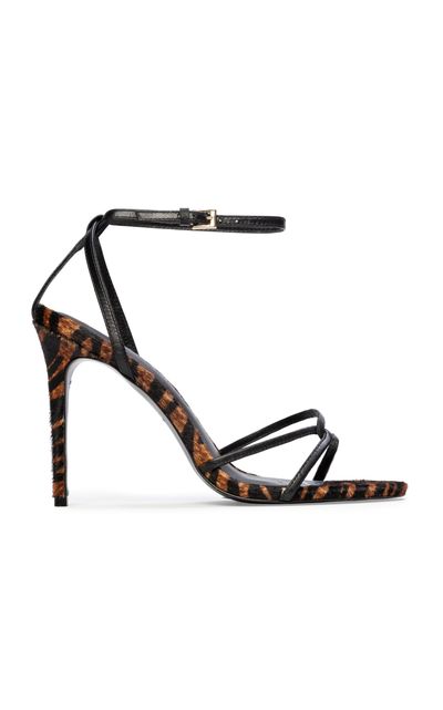 Black Suede Studio Black Suede Studio Miley Zebra Pony Hair Sandals