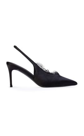 Black Suede Studio Black Suede Studio Royale Satin Pumps