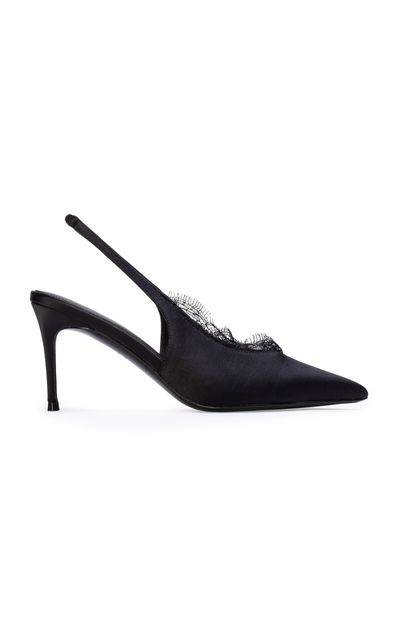 Black Suede Studio Black Suede Studio Royale Satin Pumps