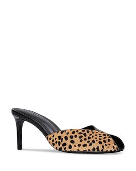Black Suede Studio Black Suede Studio Women's Calf Hair Peep Toe Mules
