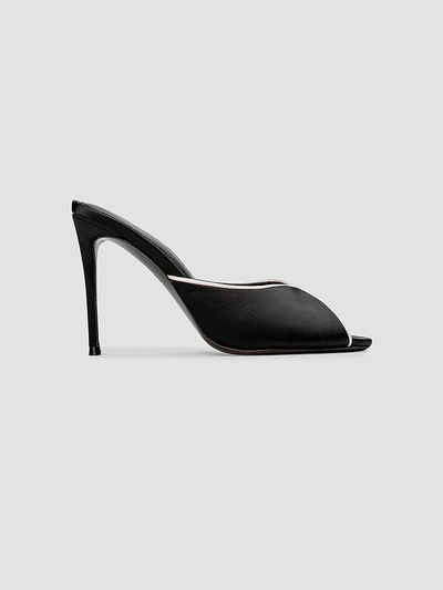 Black Suede Studio Women's Amelia 100MM Satin Mules