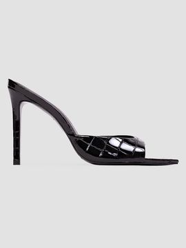 Black Suede Studio Women's Brea 100MM Croc Mule Sandals