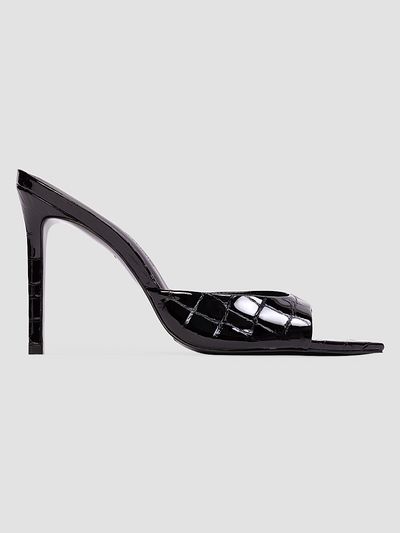 Black Suede Studio Women's Brea 100MM Croc Mule Sandals