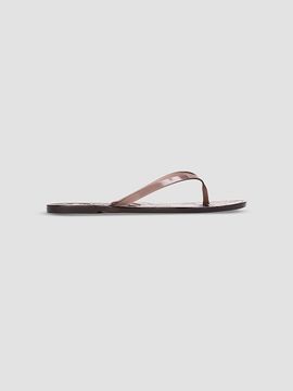 Black Suede Studio Women's Crystal Snake PVC Flip Flops