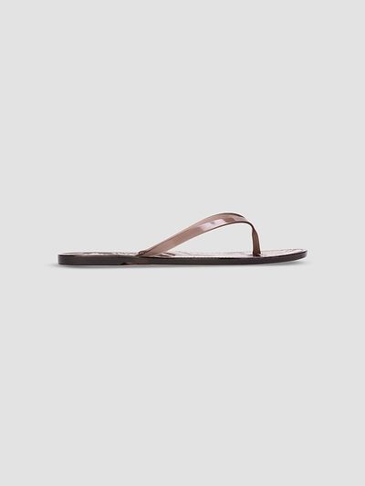 Black Suede Studio Women's Crystal Snake PVC Flip Flops