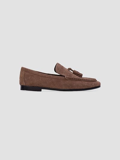 Black Suede Studio Women's Finn Croc Suede Loafers