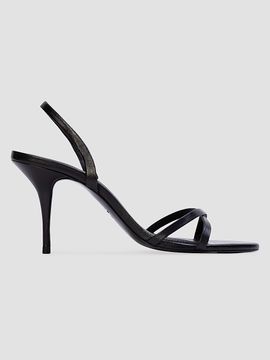 Black Suede Studio Women's Jolla 80MM Leather Slingback Sandals