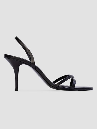 Black Suede Studio Women's Jolla 80MM Leather Slingback Sandals