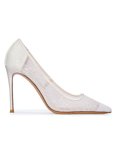 Black Suede Studio Women's Marina 100MM Lace Pumps