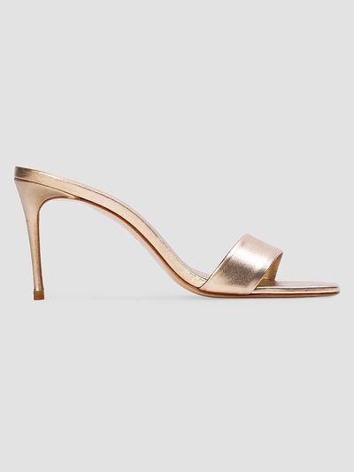 Black Suede Studio Women's Naomi 80MM Metallic Mule Sandals