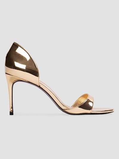 Black Suede Studio Women's Vanity 80MM Metallic Sandals