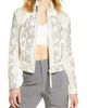 Blanc Noir Blanc Noir Snakeskin Print Quilted Leather & Mesh Moto Jacket  - 1
