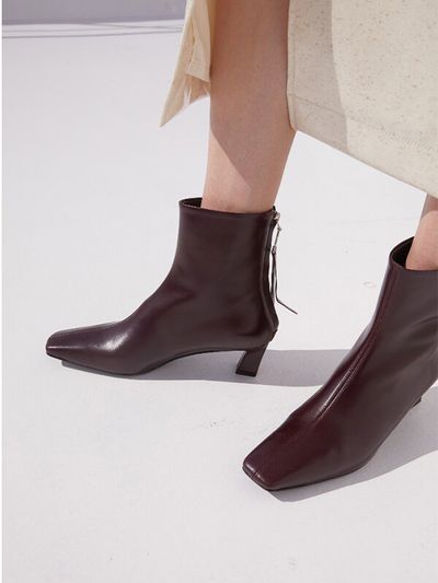 blanc sur blanc Bella Ankle Boots 5cm Burgundy