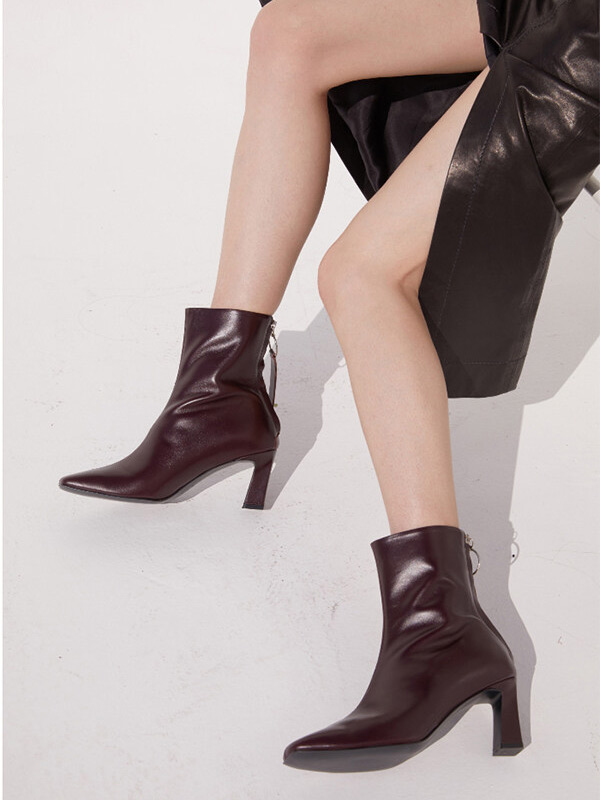 blanc sur blanc Bella Ankle Boots 7cm Burgundy