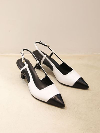 blanc sur blanc Celia Slingback Pumps Leather_White