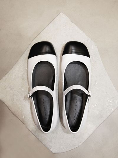 blanc sur blanc Lua Mary Jane Flats Leather_White (Two Tone)